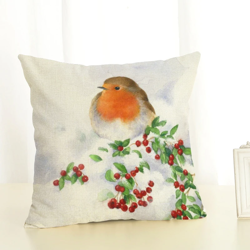 Подарок на Новый год наволочки для рождественской елки подушки с птицами чехлы