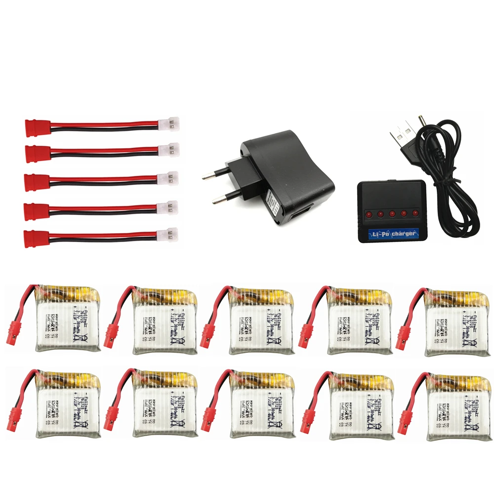 3,7 V 380mAh Lipo батарея для Syma X21 X21w X26 Дрон батарея RC Квадрокоптер запасные части Аксессуары 3,7 v lipo батарея и зарядное устройство - Цвет: set10
