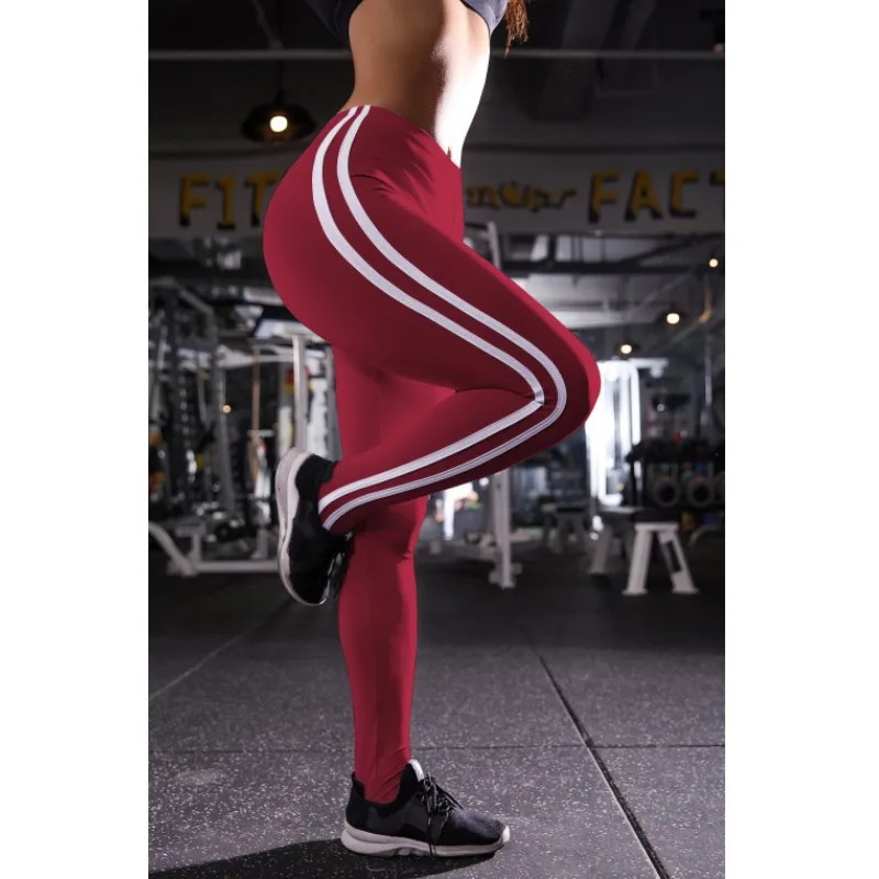 Новинка 2019 модные леггинсы 3 цвета две белые полоски высокая талия