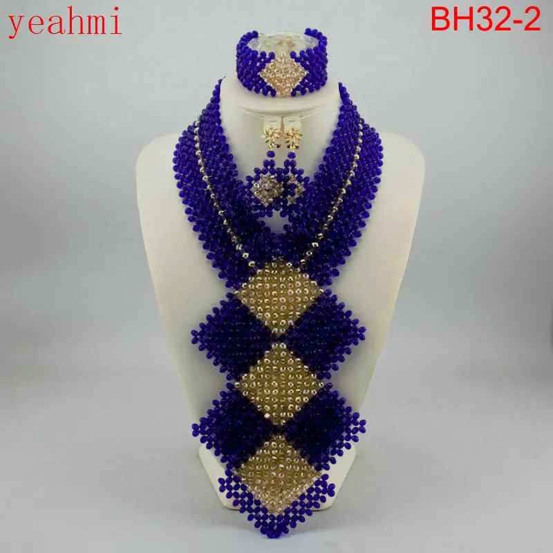 

Indian Bridal Jewelry Set Nigerian Wedding Beads Costume African Jewellry Set Choker Necklace Set Free Shipping BH32-1