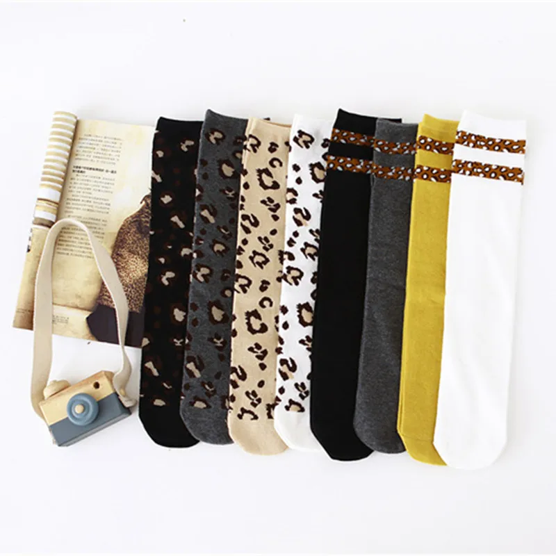 Baby Cartoon Print Kids Girls Breathable Leopard High Knee Stockings winter Soft Comfortable Mid Tube pantyhose 8 Colors|Колготки и