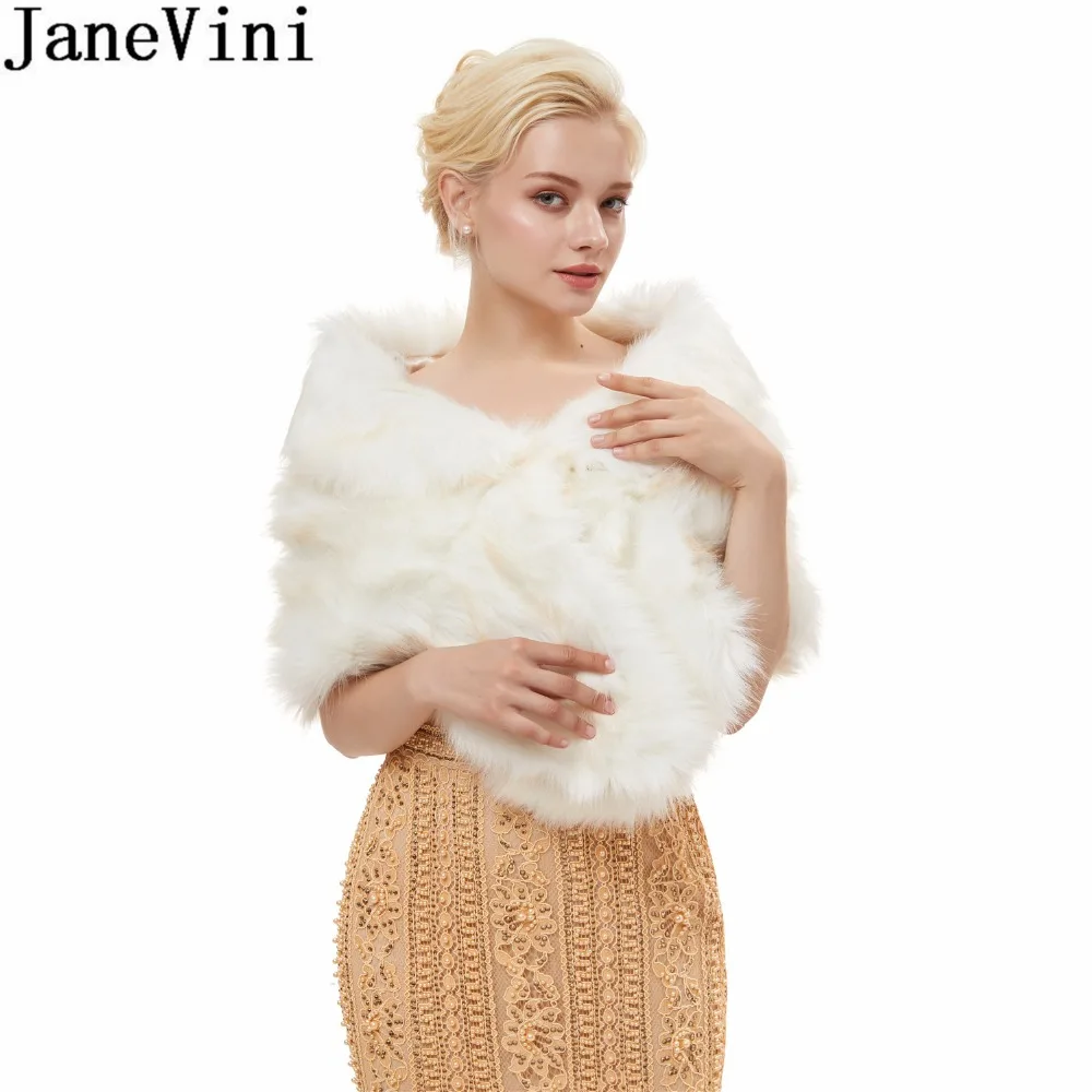 Женское болеро с искусственным мехом JaneVini зимнее из искусственного меха для
