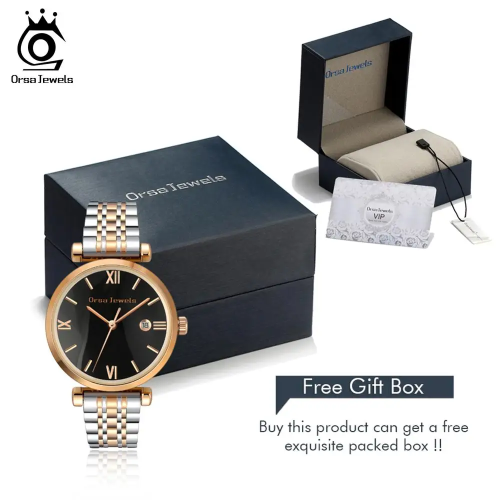 ORSA JEWELS Luxury Men Quartz Watch 316L Stainless Steel Band Women Wristwatch Waterproof Casual Business Brand Watches OOW12