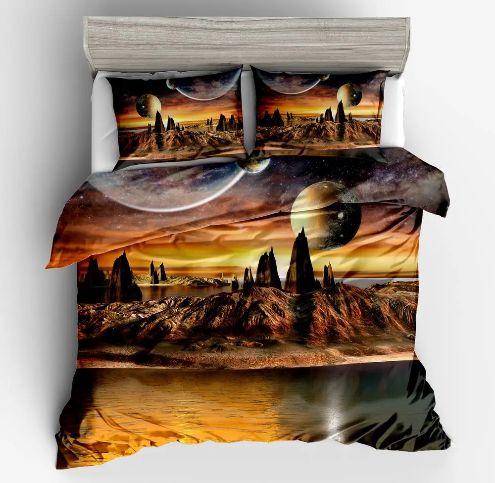 3D синий зеленый человек для серфинга шлифовальный полиэстер пододеяльник набор