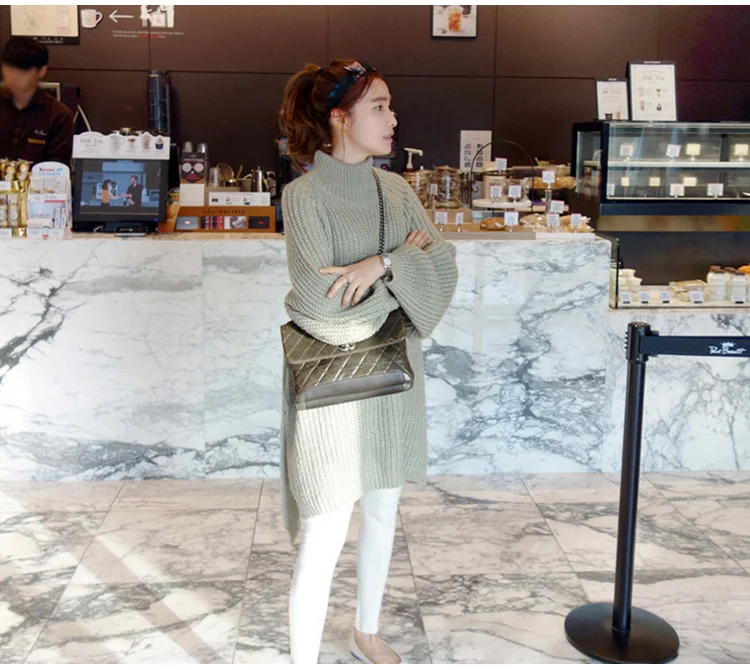 Новинка, пуловер с высоким воротом, женский свитер, платье, женский джемпер, женский теплый толстый зимний вязаный свитер, платья больших размеров, Robe Femme Vestido