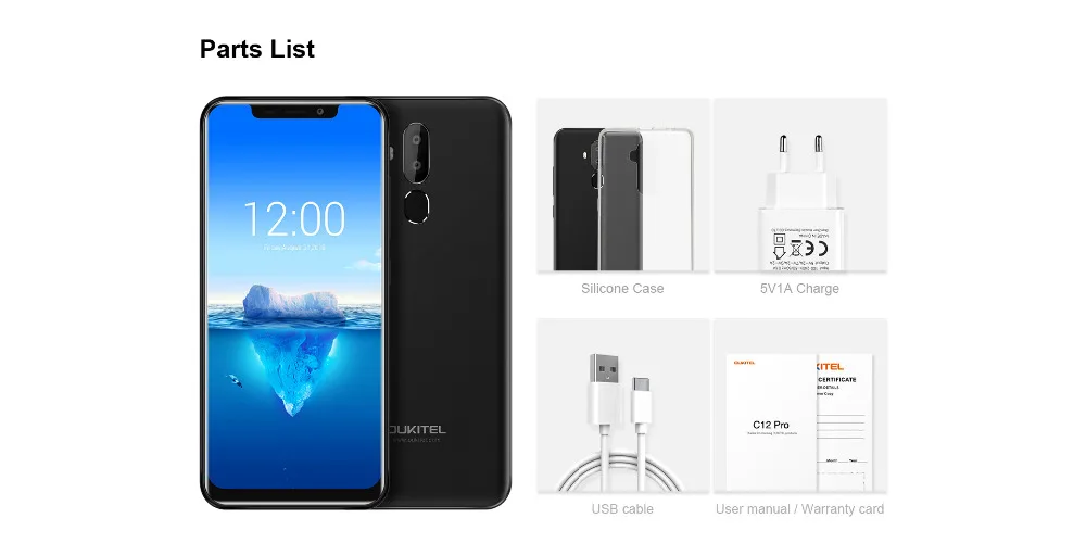 OUKITEL C12 Pro мобильный телефон с четырёхъядерным процессором ОЗУ 2 Гб ПЗУ 16 ГБ 3300 мАч 6
