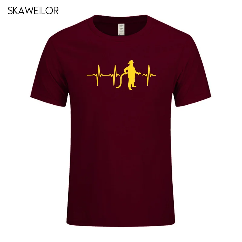 Мужская футболка с принтом в виде линии сердцебиения Повседневная хлопковая