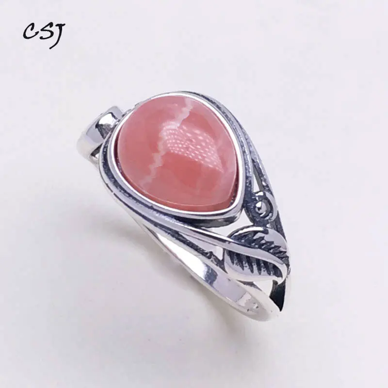 Женское кольцо из родохрозита CSJ ювелирное изделие серебра 925 пробы с