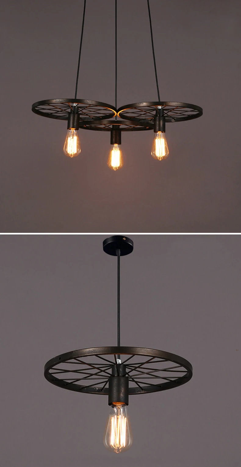 Antique wood chandelier cafe loft villa lighting industrial restaurant decor united States spray paint edison bulb chandeliers