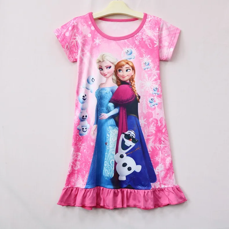 Disney princess robes summer girl nightdress baby nightgowns Frozen Elsa children's dress home clothing sleepwear pajamas top