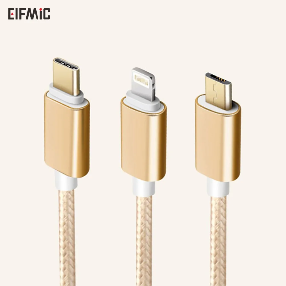 ELFMIC 2.4A кабель для быстрой зарядки Micro usb Type C Light ning xiaomi huawei iphone ipad samsung|Кабели