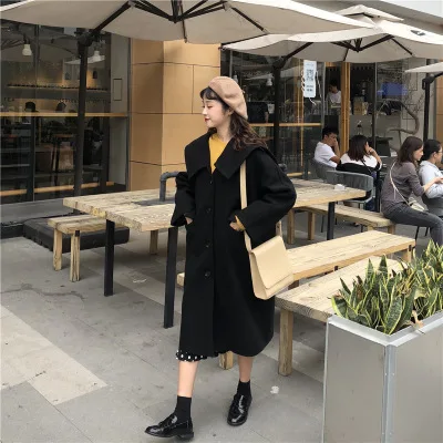 2018 осень и зима новое шерстяное пальто выше колена Женская Корейская версия