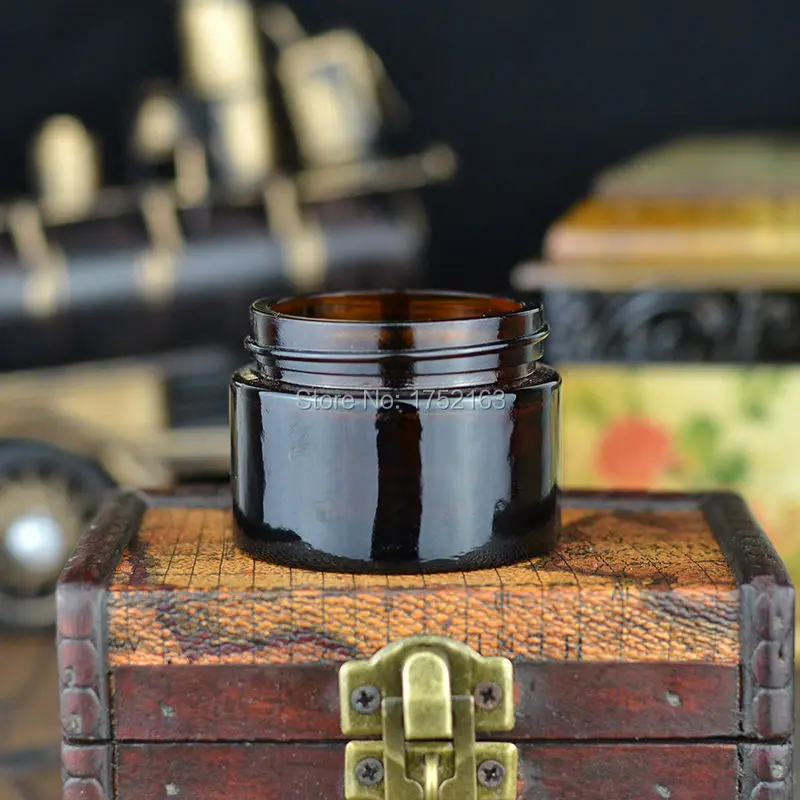 30 г коричневая стеклянная банка для крема с яркой золотой крышкой банки