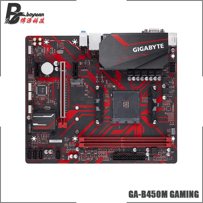 Gigabyte GA B450M GAMING(rev. 1,0) AMD B450/2-DDR4 DIMM/M.2/USB3.1/Micro-ATX/New/Max-32G двухканальная материнская плата AM4