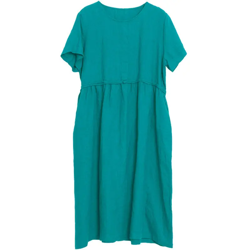 Новое летнее платье в стиле ретро с коротким рукавом простая повседневная