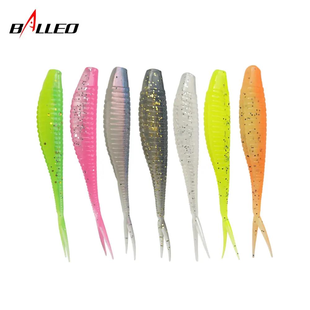 Balleo 10pcs/lot Fork Tail jig soft lure 7cm/1.8g Fishing Shad Silicone bait Soft Plastic Bait Feeder For Pike fishing | Спорт и