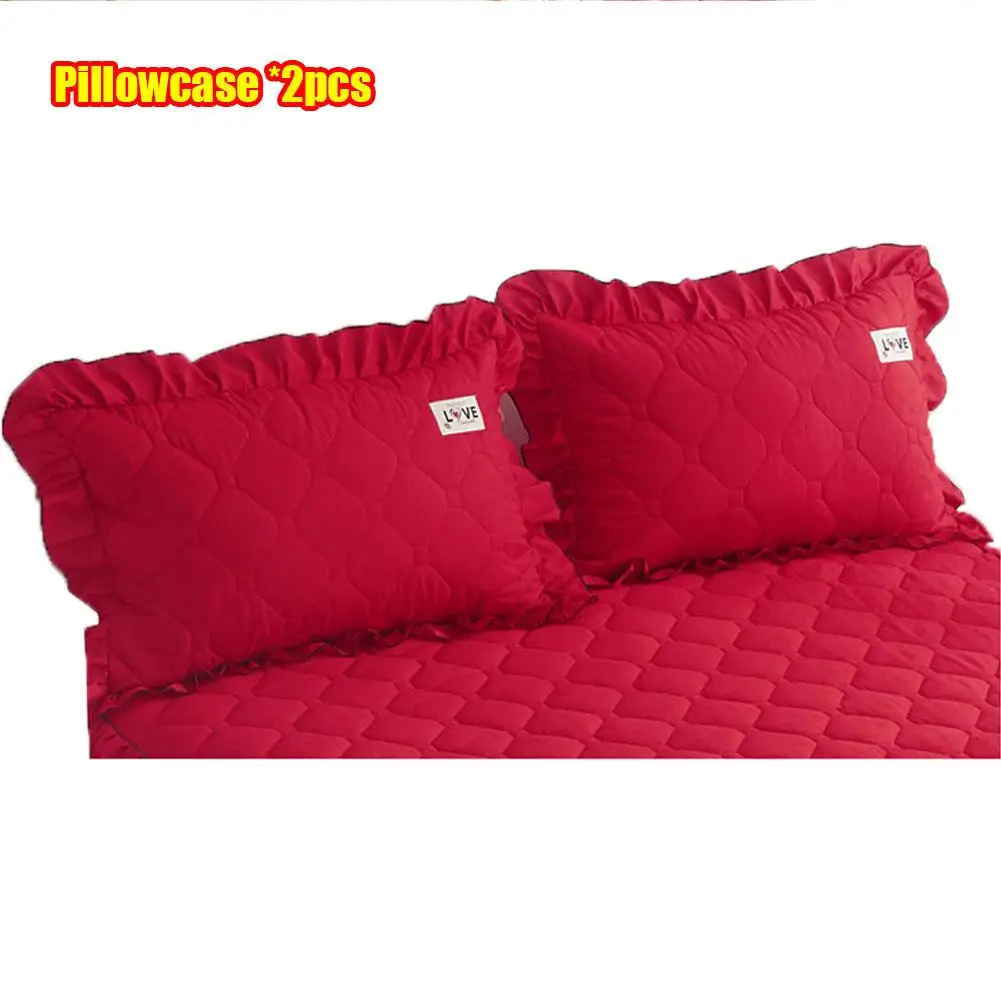 2PCS Pillowcase 150*200 см комплект с юбкой для кровати, уплотненное покрывало для кровати, покрывало из полиэстера, стеганое покрывало, пасторальное однотонное постельное белье, 3 шт - Цвет: 2PCS Pillowcase