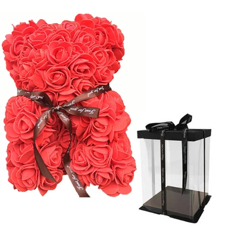 25cm With box Горячая Распродажа 25 см мыло из пены медведь из роз Teddi медведь Роза цветок искусственный Год Подарки для женщин подарок на день Святого Валентина Рождество - Цвет: 25cm With box