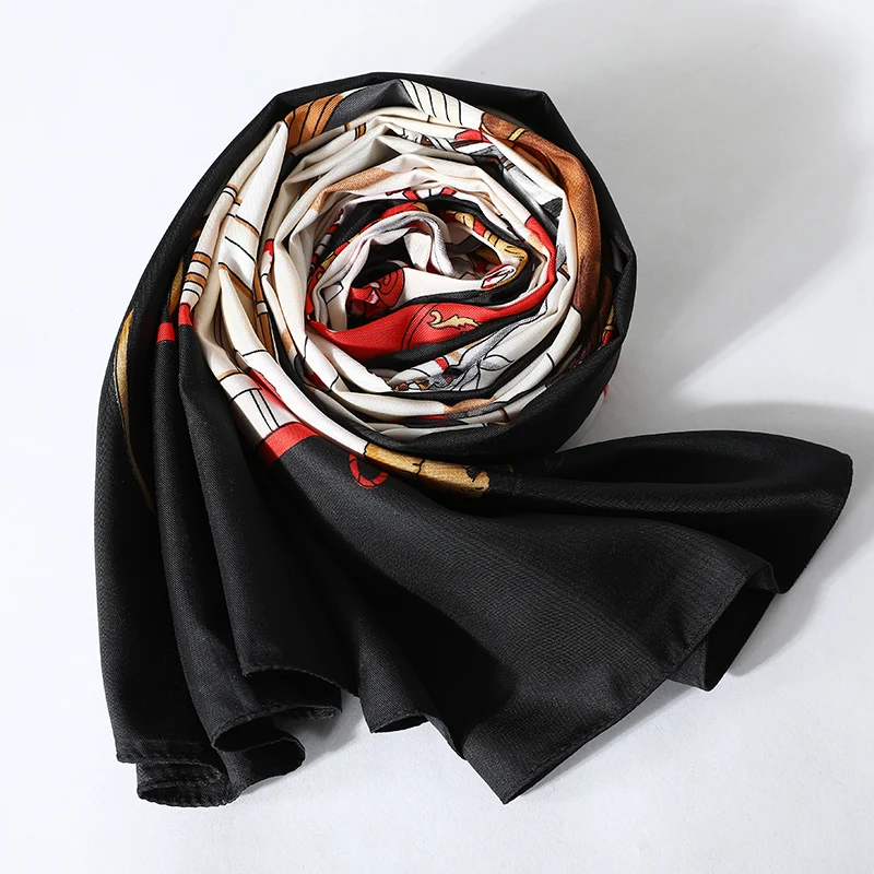 

[FEILEDIS] 100% Silk Scarf Women Large Shawls Print Stoles Square Bandana Luxury Brand Kerchief Scarf Female ASN16