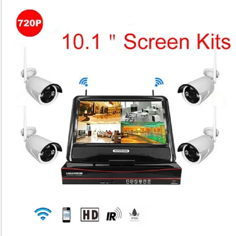 4CH 1080 P 10 дюймов Displayer Беспроводная система видеонаблюдения NVR IP камера IR CUT Пуля CCTV