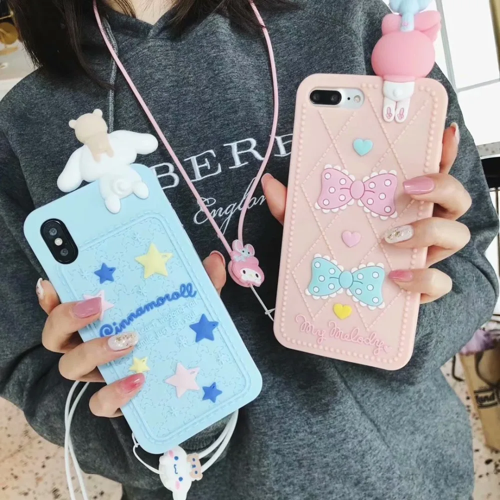 Милый мультяшный 3D чехол для телефона ORYKSZ с мелодией ремешком на руку iPhone 6 6s 7 8 Plus