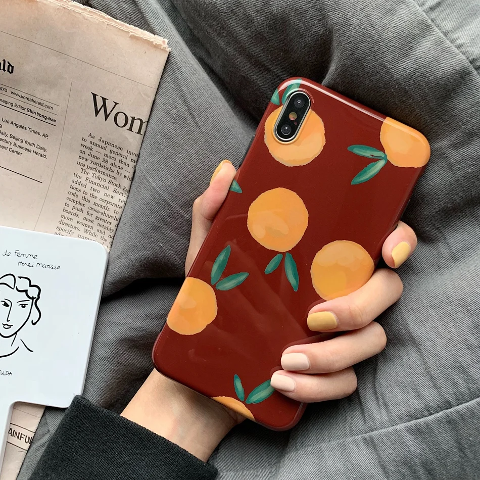 Ретро оранжевые чехлы для телефонов iphone 8 Plus 7 6 6S силиконовый чехол XS Max X XR
