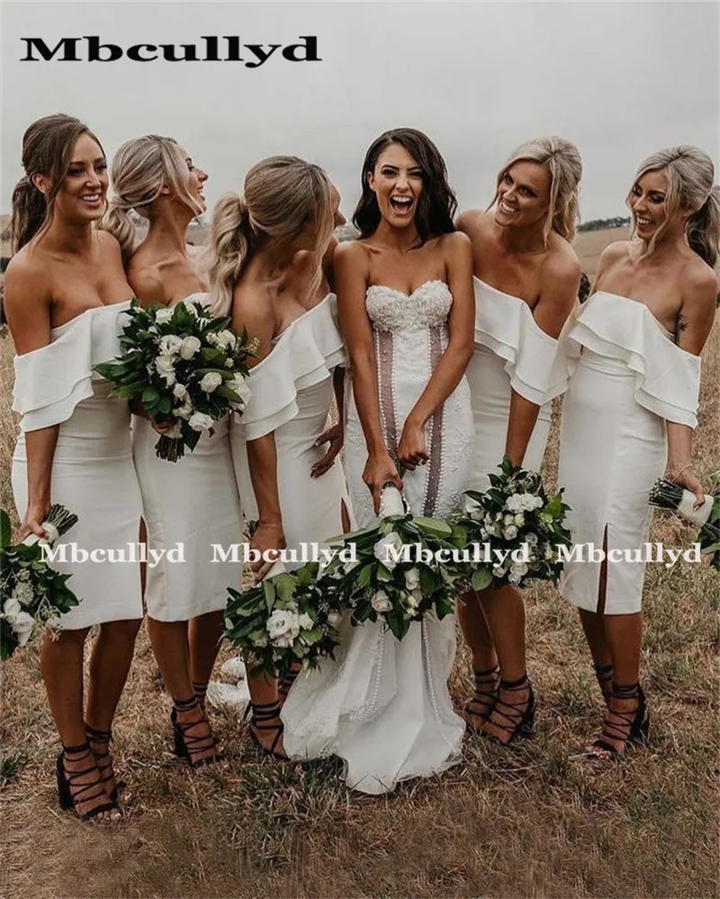 Mbcullyd белая модель 2020 платье-Русалка с открытыми плечами для гостей свадьбы