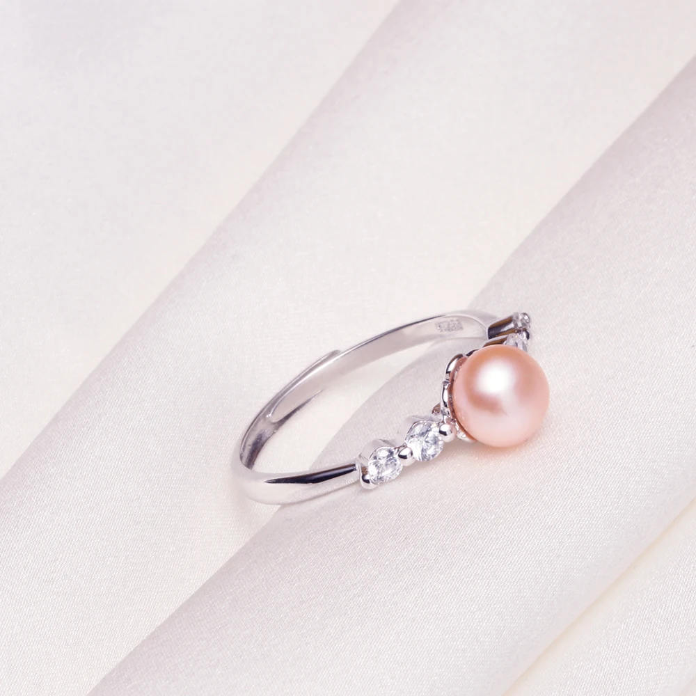 2017 Мода 7 8 мм естественный пресноводный белый жемчуг кольцо Юбилей подарок на