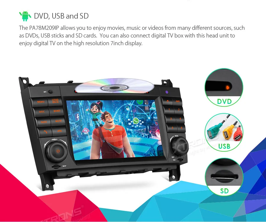 XTRONS 2 Din " Android 8,1 автомобильный DVD плеер радио gps RDS для Mercedes Benz W209 W203 C180 C200 C220 C230 C240 C250 C270 W463