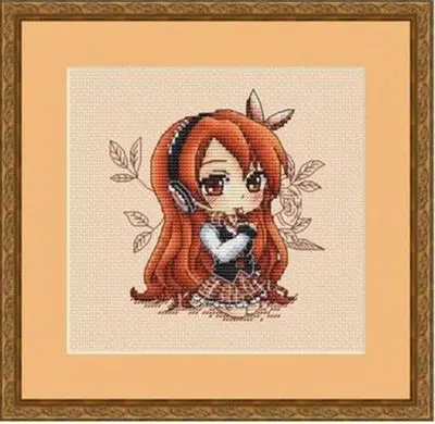 

Needlework 14CT 16CT Cross Stitch, DIY Count Cross Stitch, Embroidery Set, Girl listening to songs