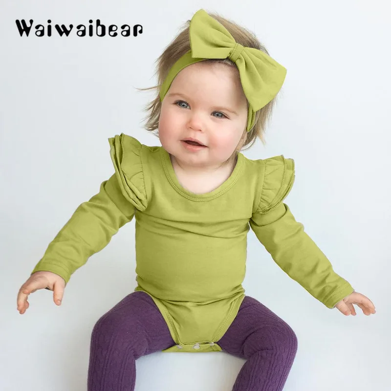 Baby Girl Rompers Autumn Princess Solid Jumpsuits Newborn Cotton Clothes Long -Sleeved Jumpsuit Kids Outfits | Детская одежда и
