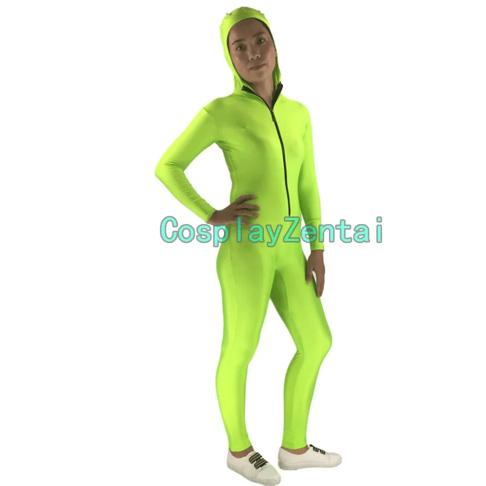 Флуоресцентная зеленая толстовка на молнии спереди с открытым лицом спандекс