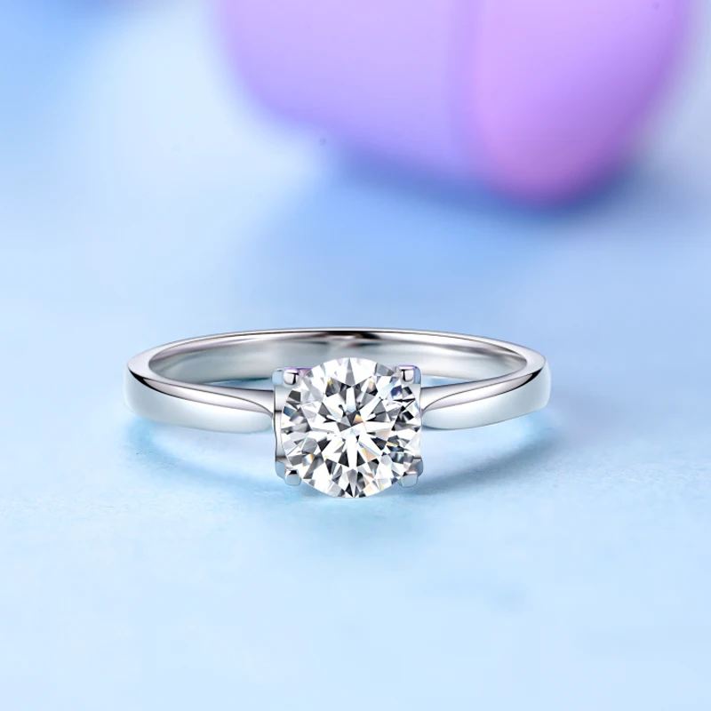 JIASHUNTAI Soild 14K белое 1Ct кольцо с алмазом Moissanite кольца 585 золотые свадебные для женщин