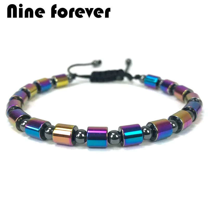 

Nine forever feminina men jewelry natural hematite stone Beads Fitness Bracelets for women pulseira masculina christmas gift