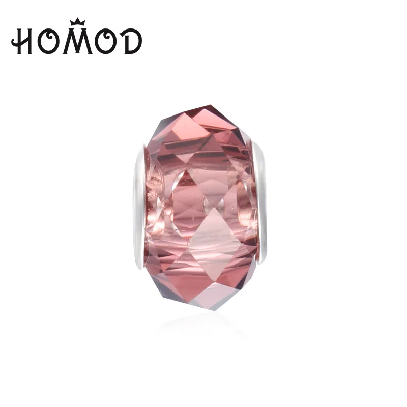 

HOMOD 1pc Large Hole 11 Color Crystal Beads Fits Pandora Multi-Facets Section Charms Fits European Brand Charm Bracelet Jewelry
