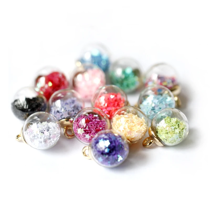 Корень 10 шт./упак. 16 мм с сияющими звездами стеклянный шар медальон Подвеска для