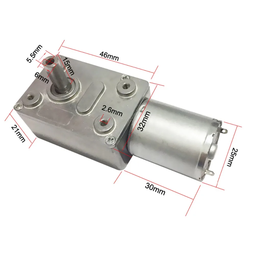 

6V 24V Worm Gear Motor 12V Reducer 3-210RPM DC High Torque Electric Motor Metal Gear Reverse Self Lock For Automation Equipment