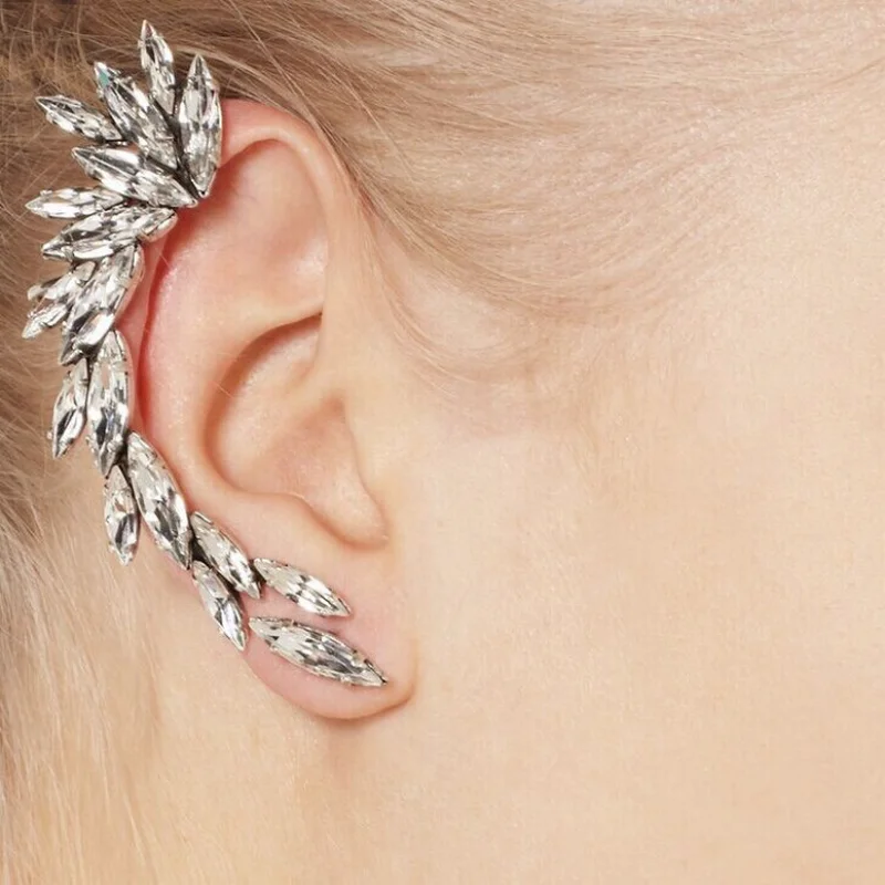 Бренд серьги Новинки для женщин Earcuff элегантный Винтаж панк готический кристалл