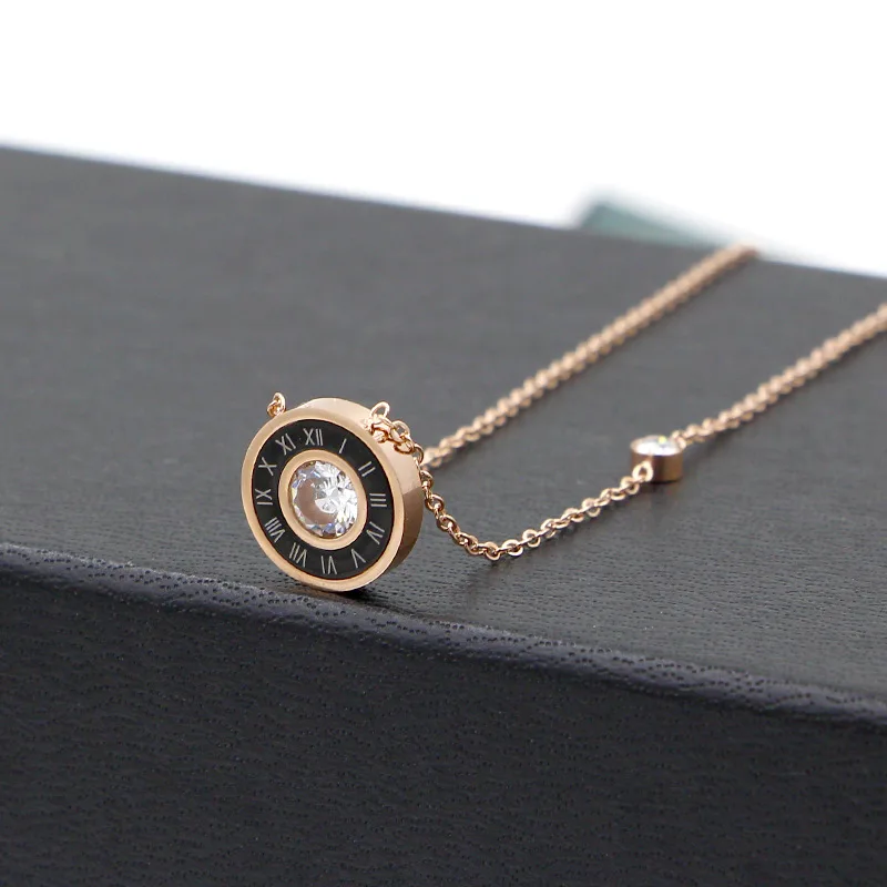 Ожерелье женское из нержавеющей стали с римскими цифрами и кристаллами |