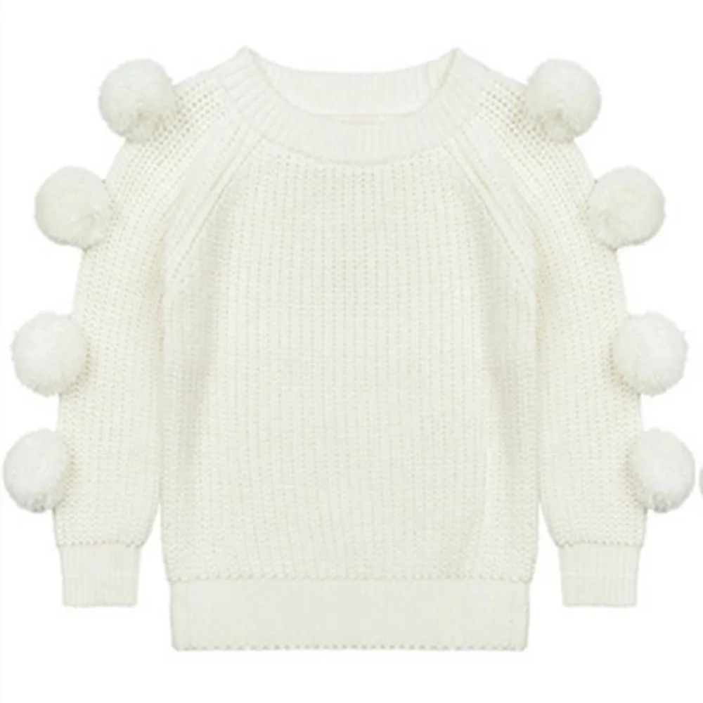 spring autumn winter warm thick kids girls sweater balls design baby knitted cardigans casual European American toddler sweaters | Детская