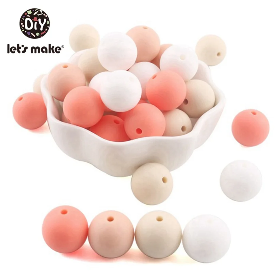 12mm Peachy Series Давайте сделаем пищевой 20 шт силиконовый Прорезыватель для зубов из бусин мини-браслет сердце DIY Ювелирные изделия Детские Прорезыватели круглые бусины 12 мм Детские Прорезыватели - Цвет: 12mm Peachy Series