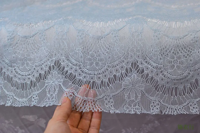 French Eyelash Lace Fabric 150cm Blue Pink Diy Exquisite Lace Embroidery Clothes Wedding Dress Accessories RS1687