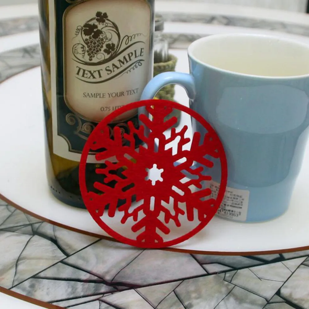 100 шт/партия полые Красные Белые шапочка снежинки коврик Рождество ужин