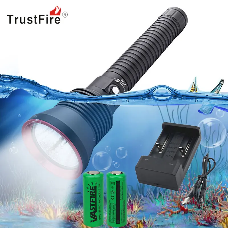 Зеленый TrustFire Мощный 3200LM XHP-70 светодиодный светильник для дайвинга 70 м подводный светильник для дайвинга Водонепроницаемый светодиодный светильник-вспышка фонарь светильник - Испускаемый цвет: Зеленый