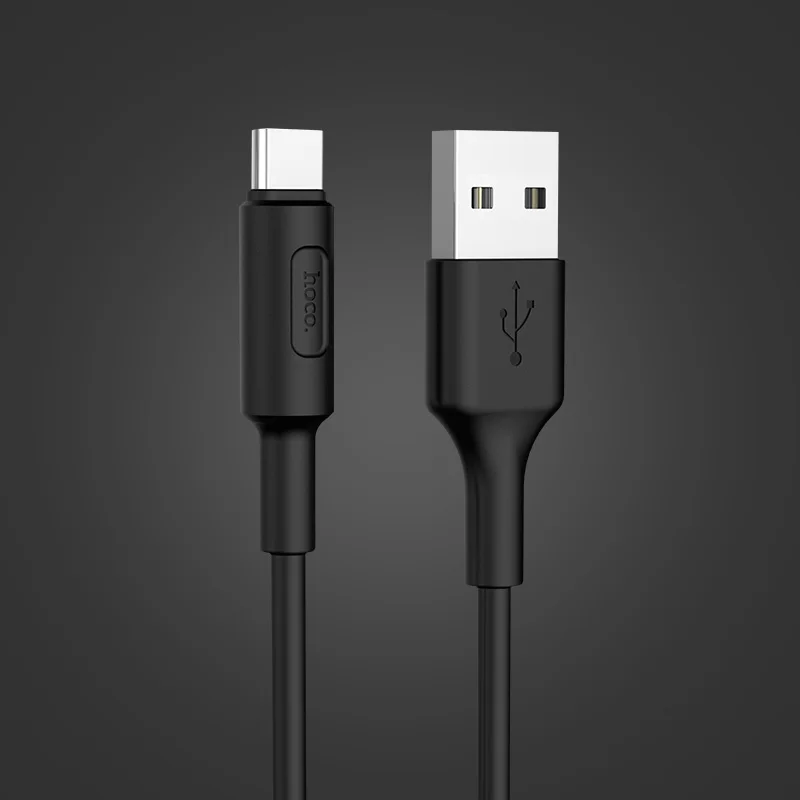 Черный HOCO кабели для мобильных телефонов usb type C кабель 2A USB-C кабель передачи данных для быстрой зарядки для samsung S9 S8 Xiaomi Mi 8 huawei P20 lite - Цвет: Черный