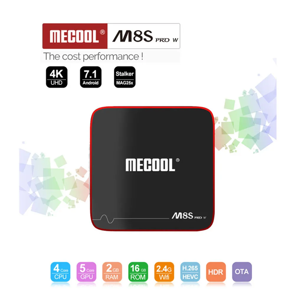 Mecool M8S PRO W 2 4 г wifit Google Voice Управление Smart ТВ коробка Android 7 1 Amlogic S905W ГБ 16 HDMI
