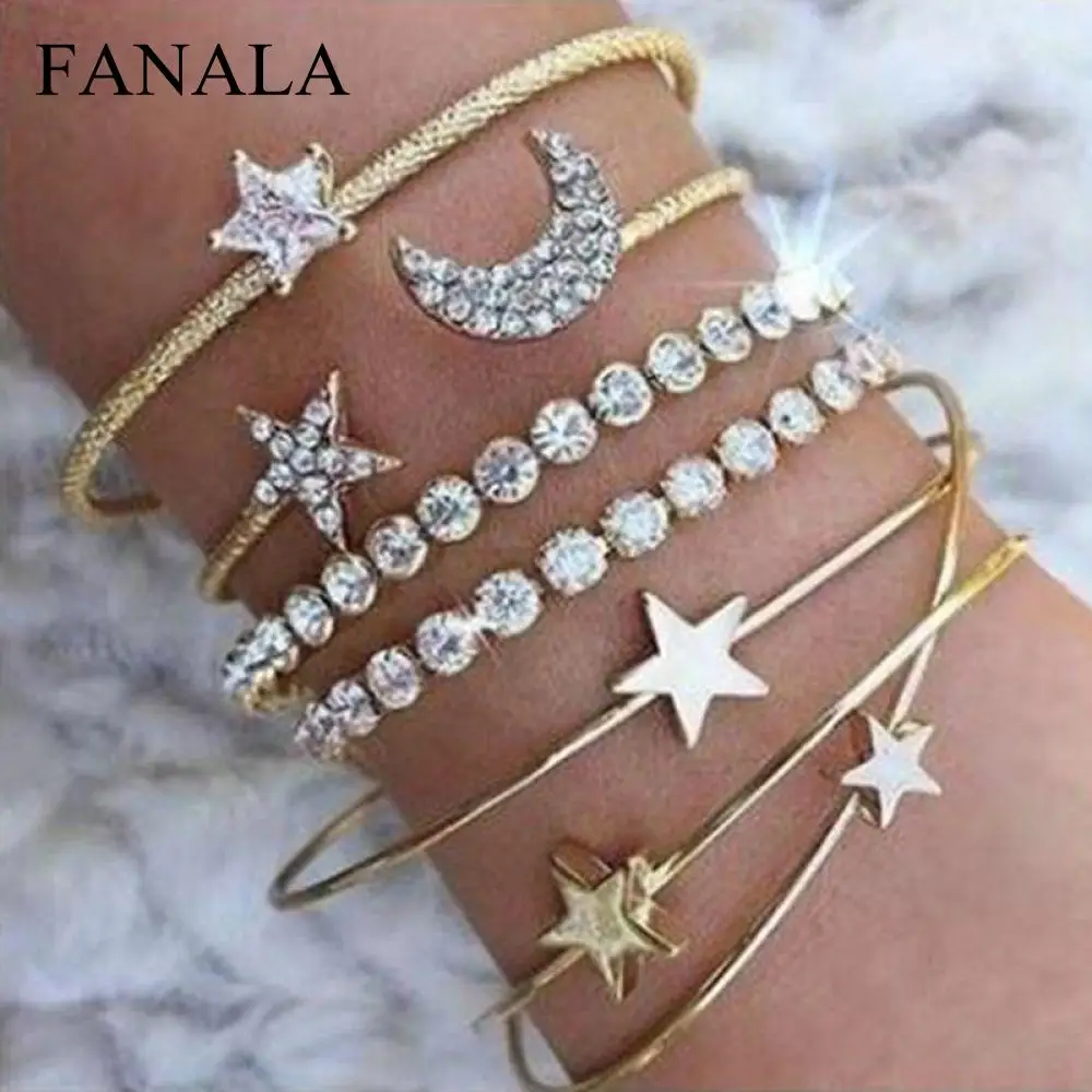 Pameng браслет 4 шт./компл. украшения для комплект Цвет Crystal Star Многослойные цвета: