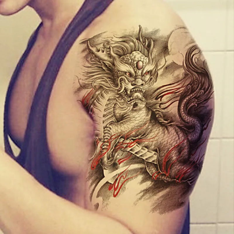 New Sexy Fashion Dragon Temporary Tattoos Metal Arm Large Tattoo Stickers Jewelry Flash Body Art Beauty Sticker | Красота и здоровье