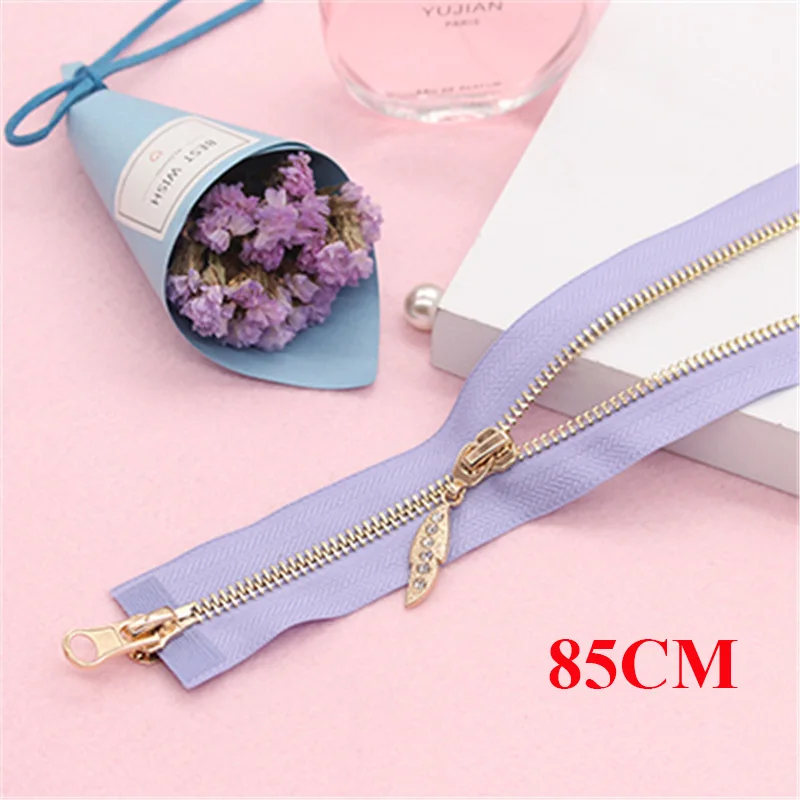 purple 85cm Meetee 5#70-120 см металлическая молния двойной ползунок Open-end Декор молния для DIY швейная одежда пальто куртка ремесла аксессуары AP543 - Цвет: purple 85cm