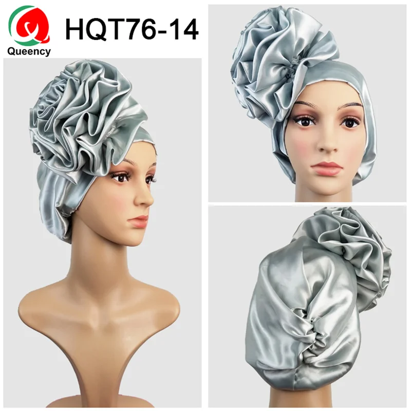 HQT76 Queency Африканский Новое поступление Роза-галстук атласная геле уже связали голову обертка готов носить Авто геле